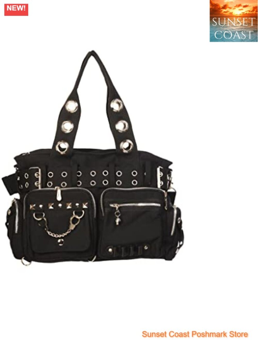 Punk Rock Steampunk Hobo Bag Cotton Polyester Handcuff Skull Charm
